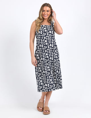 Foxwood Dress Etched Geo Navy [sz:size 10]