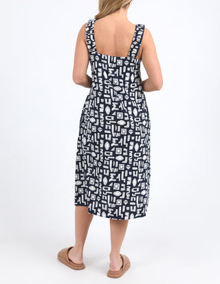 Foxwood Dress Etched Geo Navy [sz:size 10]