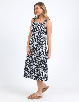 Foxwood Dress Etched Geo Navy [sz:size 10]