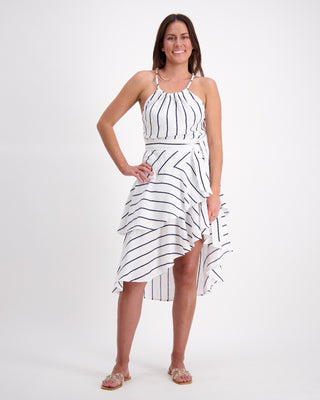 Luoni Skirt Francesca White-small Navy Stripe [sz:size 12]