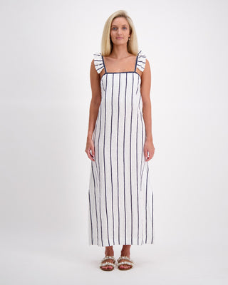 Luoni Dress Tia W Ribbon White W Navy Stripe [sz:size 10]