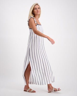 Luoni Dress Tia W Ribbon White W Navy Stripe [sz:size 10]