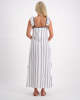 Luoni Dress Tia W Ribbon White W Navy Stripe [sz:size 10]