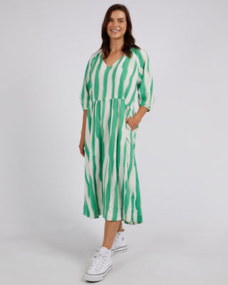 Elm Dress Spritz Stripe Greenbriar/white Stripe [sz:size 18]