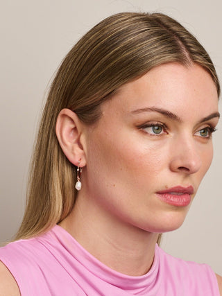 Tigertree Earrings Hoops Rose Gold Pearl Drop