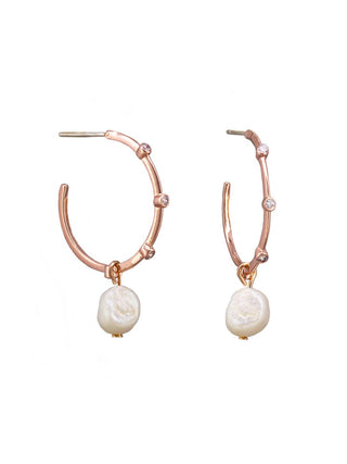 Tigertree Earrings Hoops Rose Gold Pearl Drop