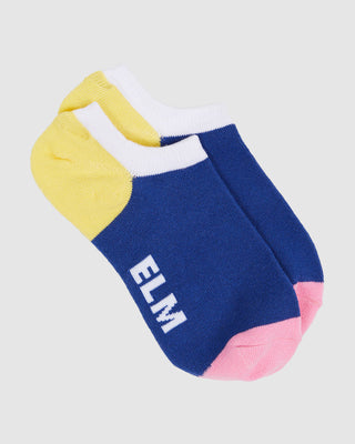 Elm Socks No Show Holiday Sun Pink/blue/yellow