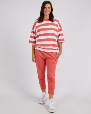 Elm Mazie Block Stripe Sweat - Watermelon Crush And White [sz:size 8]