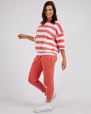 Elm Mazie Block Stripe Sweat - Watermelon Crush And White [sz:size 8]