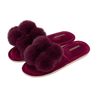 Annabel Trends Slipper Cosy Luxe Pom Pom Mulberry [sz:small/medium]