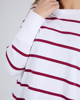 Foxwood Crew Farrah Stripe Ls - Beetrood Red [sz:size 8]