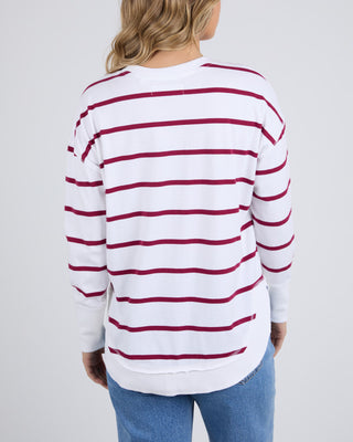 Foxwood Crew Farrah Stripe Ls - Beetrood Red [sz:size 8]