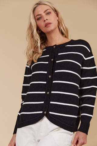 Isleofmine Cardigan Juno Stripe - Onyx [sz:small]