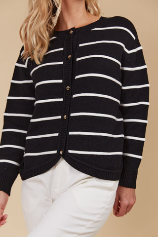 Isleofmine Cardigan Juno Stripe - Onyx [sz:small]