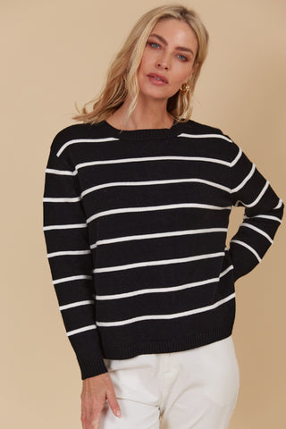 Isleofmine Cardigan Juno Stripe - Onyx [sz:small]