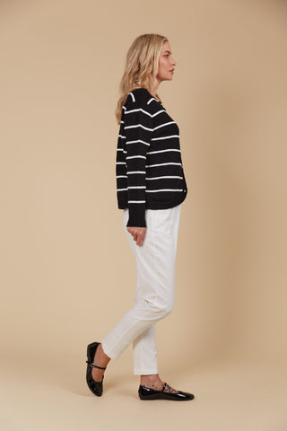 Isleofmine Cardigan Juno Stripe - Onyx [sz:small]