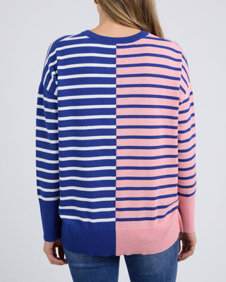 Elm Knit Louise Spliced Deep Blue/pink Blush [sz:small]