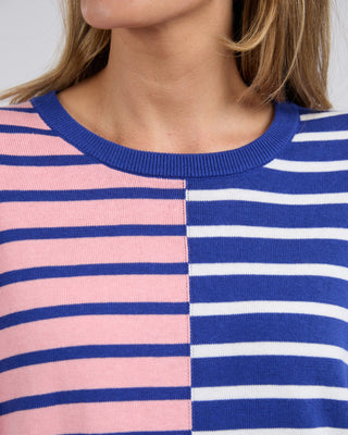 Elm Knit Louise Spliced Deep Blue/pink Blush [sz:small]