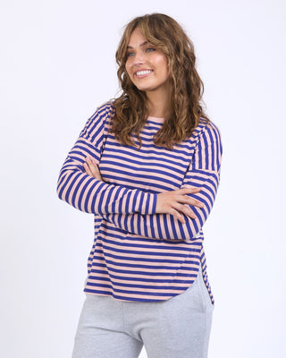 Elm Long Sleeve Tee Ribbon Pink & Blue Stripe [sz:size 10]