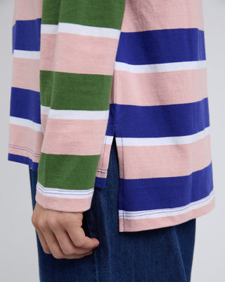 Elm Tee Ribbon Long Sleeve - Pink & Blue Stripe [sz:size 10]