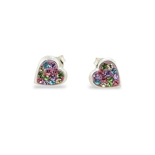 Mcj Studs Heart Multi Colour Crystal - Ss