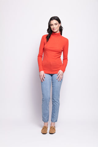 Foil Polo Neck Top Fine Merino - Neon Flash [sz:xs]