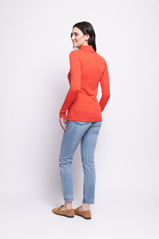 Foil Polo Neck Top Fine Merino - Neon Flash [sz:xs]