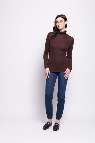 Foil Polo Neck Top Merino Wool - Raisin [sz:xs]