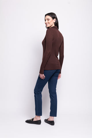 Foil Polo Neck Top Merino Wool - Raisin [sz:xs]