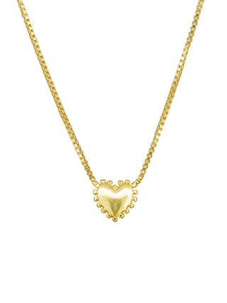 Tigertree Necklace Gold Large Ball Edged Heart