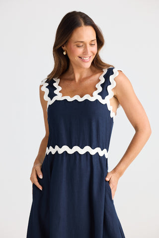 Brave&true Dress Marlo Midi - Navy [sz:small]