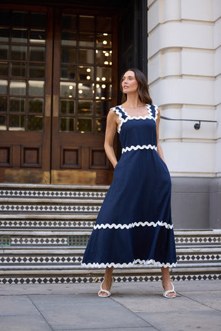 Brave&true Dress Marlo Midi - Navy [sz:small]