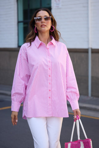 Brave&true Shirt Isabel - Pink Stripe [sz:small]