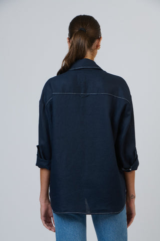 Envelope Shirt Boyfriend - Marine [sz:small]