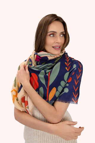 Powder Scarf Scandi 2tone Floral
