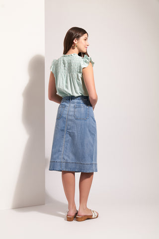 Foil Skirt Jean Queen - Blue Wash [sz:size 8]