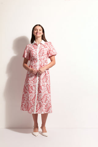 Foil Dress Cut Above - Palm Red White [sz:size 14]