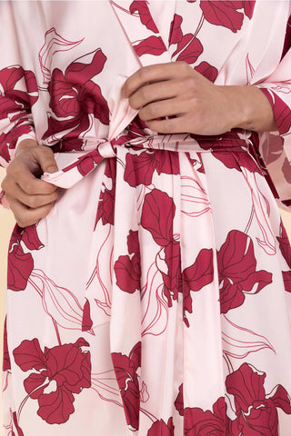 Gingerlilly Robe Long Daisy Pink - Recycled Silky Satin [sz:small]