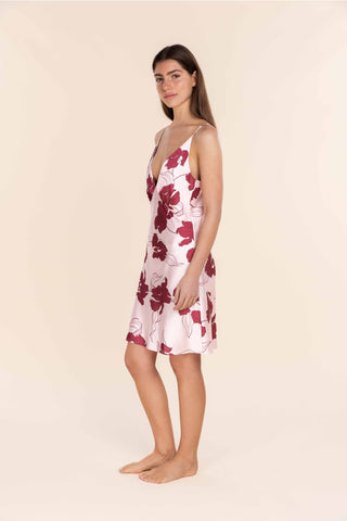 Gingerlilly Nightie Short Iris Pink - Recycled Silky Satin [sz:small]