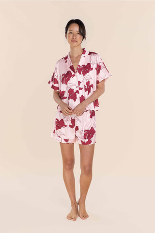 Gingerlilly Freya Pink - Silky Satin Short Set [sz:small]