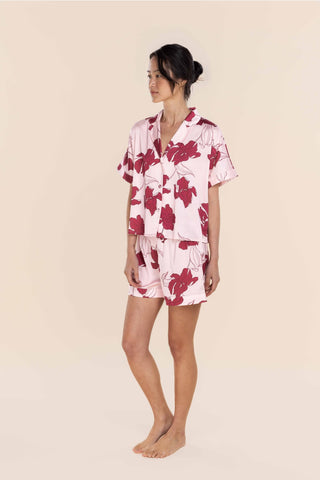 Gingerlilly Freya Pink - Silky Satin Short Set [sz:small]