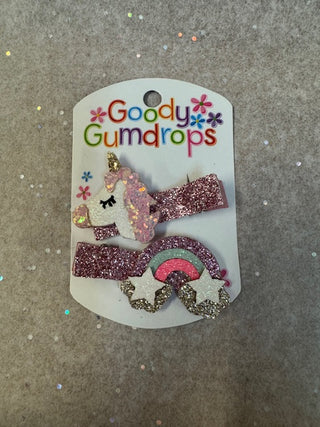 Goody Gumdrops Clips Unicorn & Rainbow Glitter