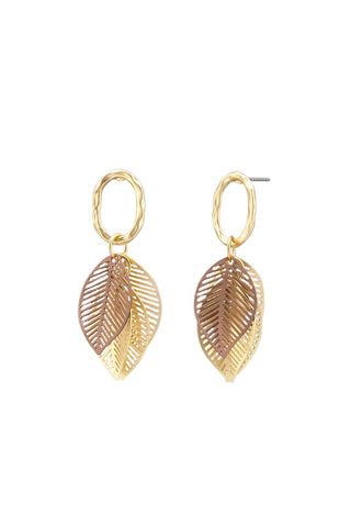 Tigertree Earrings Leaf Cluster - Gold