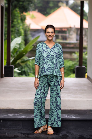 Humidity Pant Fleur - Mint/navy [sz:size 10]