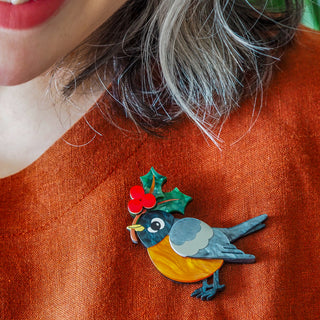 Erstwilder Brooch Ruby The Robin - Merry Menagerie