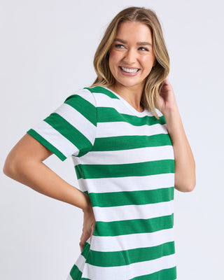 Foxwood Dress Tallow - Green & White Stripe [sz:size 10]