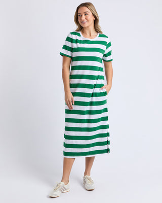 Foxwood Dress Tallow - Green & White Stripe [sz:size 10]
