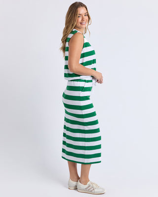 Foxwood Skirt Tallow - Green & White Stripe [sz:size 10]