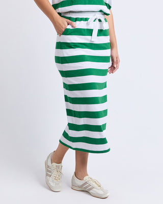 Foxwood Skirt Tallow - Green & White Stripe [sz:size 10]