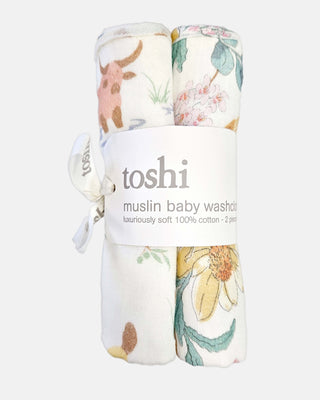 Toshi Washcloths Muslin - Waratah Dawn